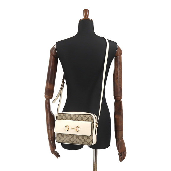 Gucci Horsebit 1955 Small Shoulder Bag GG Supreme Leather White Beige Brown - Picture 7 of 7